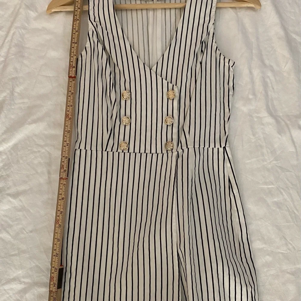 Fashion Nova Black and White Striped Jumper with Gold Buttons - Picture 6 of 8